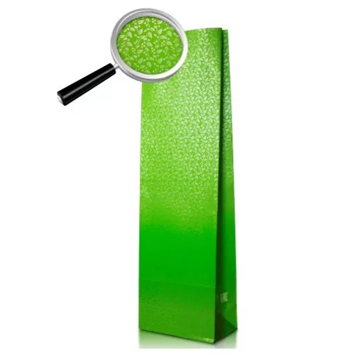 Пакет бумажный зелёный, ламинированный, 7×4×21 см