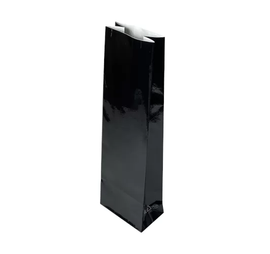 Пакет бумажный чёрный, ламинированный, 7×4×20 см