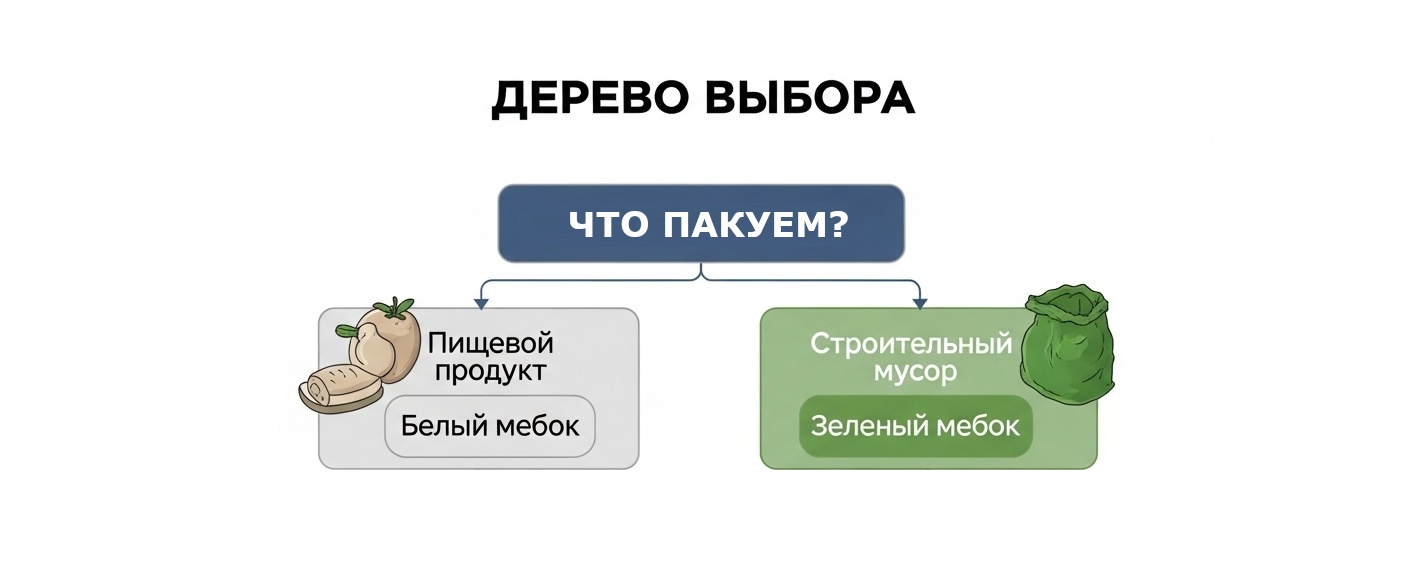 Инфографика 'дерево выбора' для полипропиленового мешка.