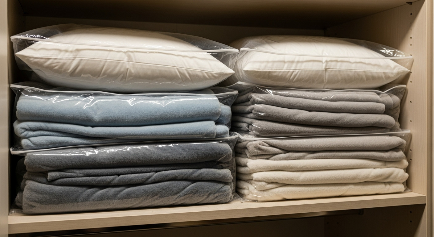 хранение одеял и подушек