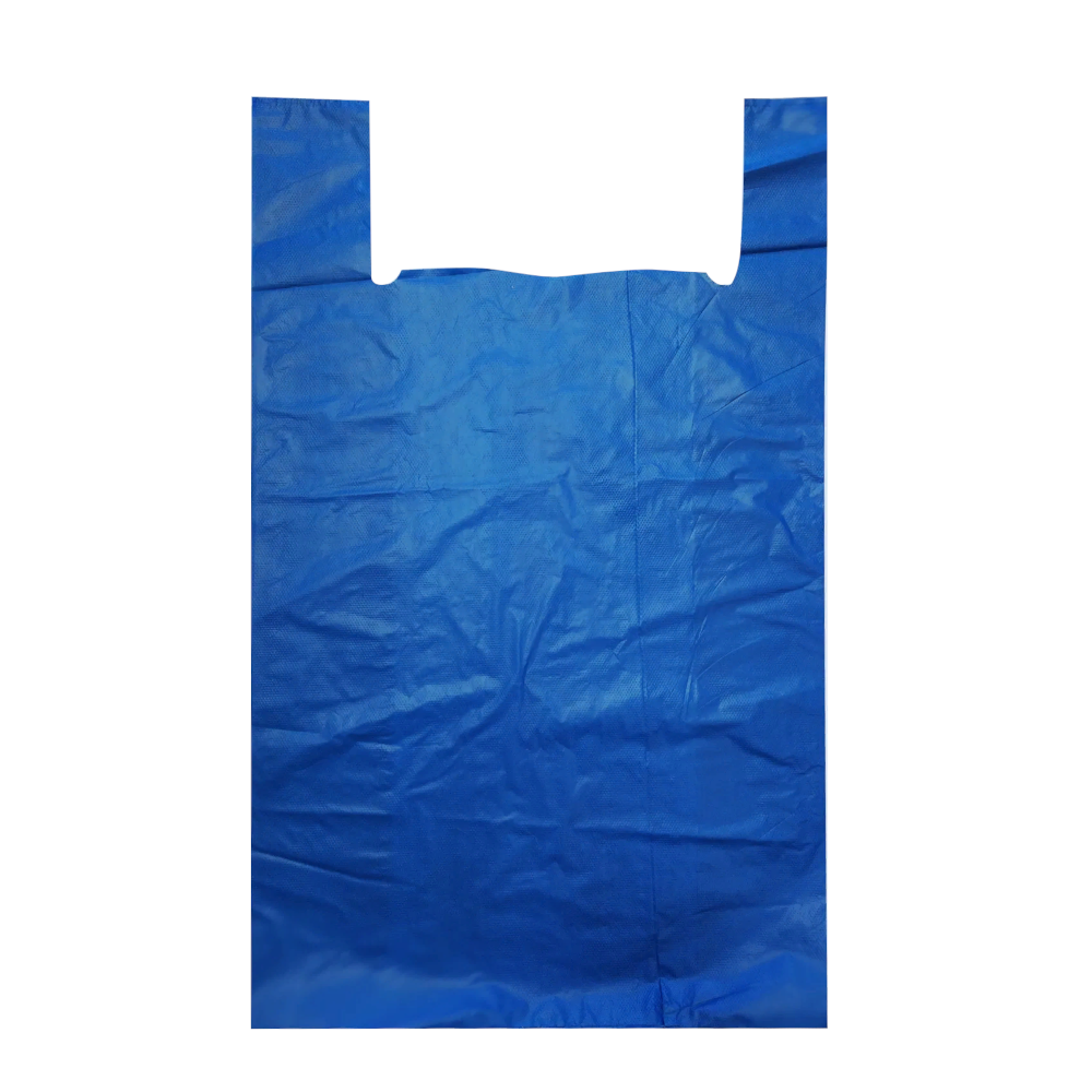 Прочный пакет-майка, синий, ПНД, 44×74 см