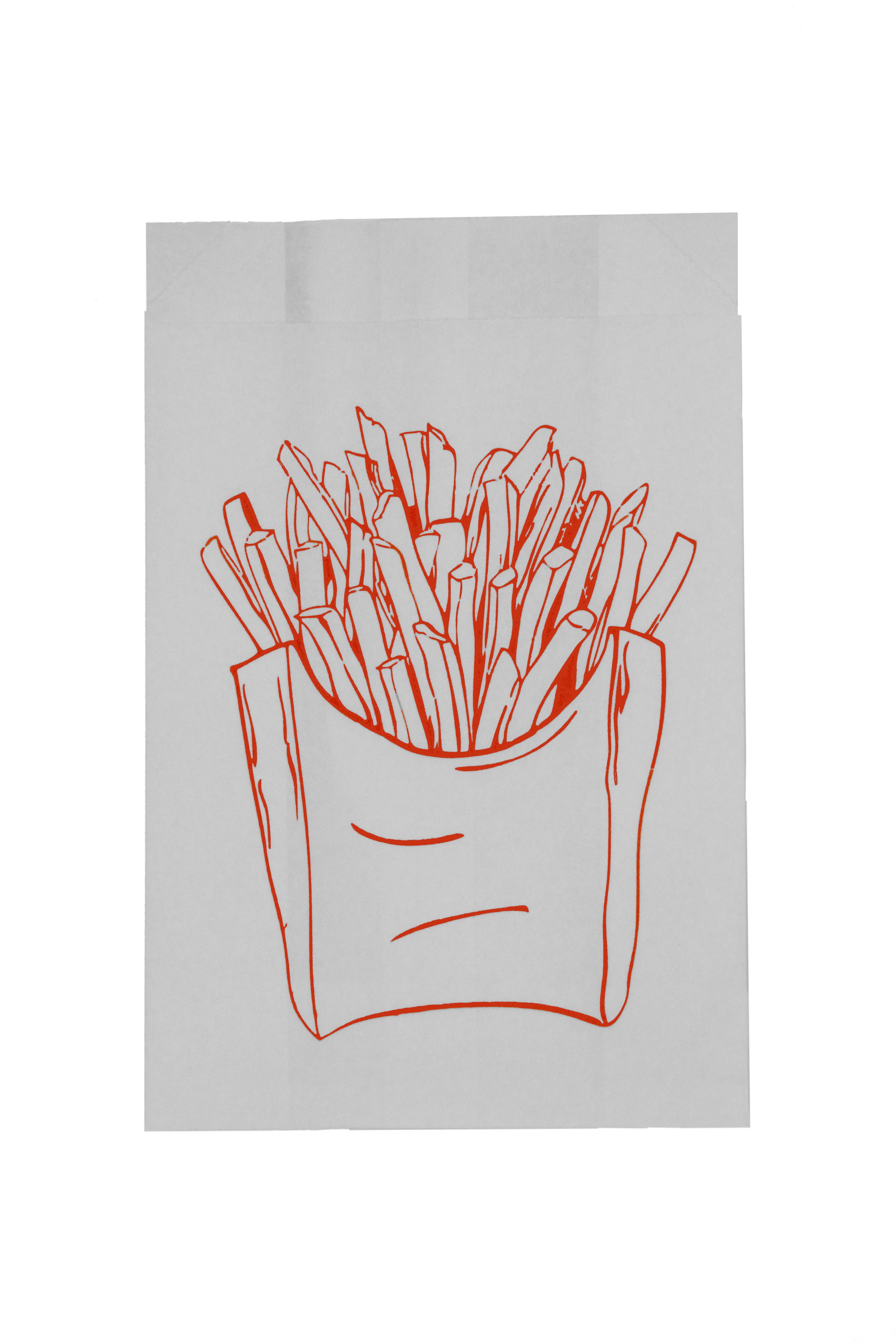 Пакет бумажный белый с рисунком «Картофель фри», 8×3×17 см