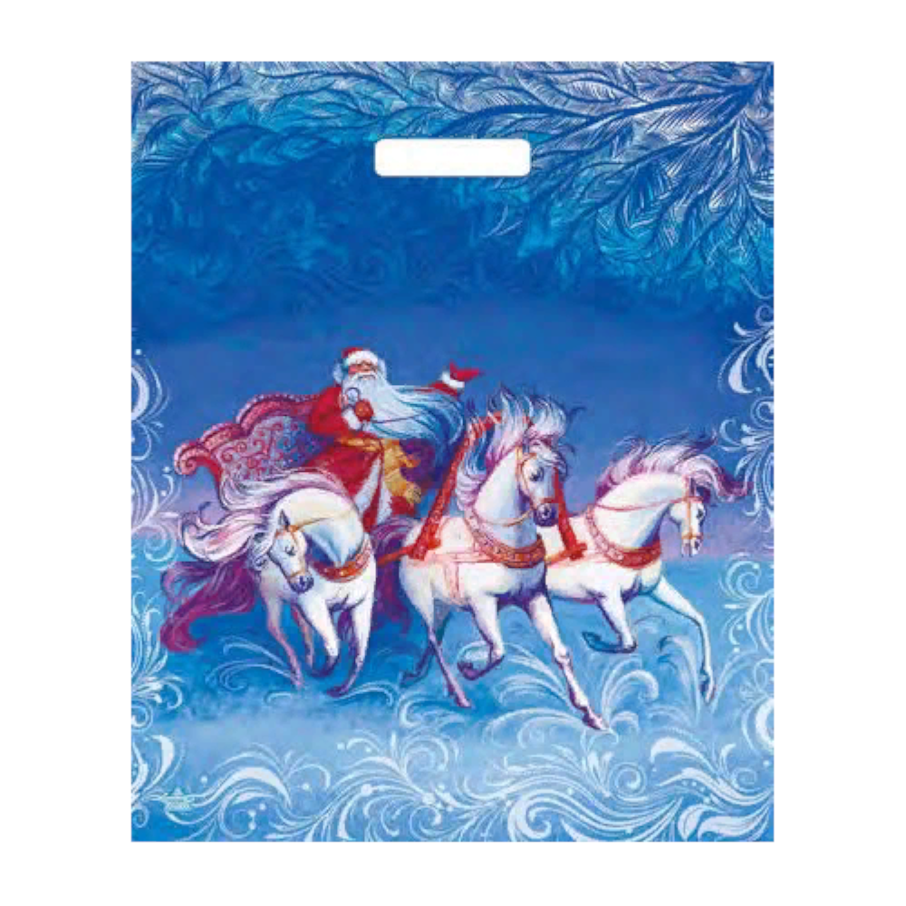 Пакет полиэтиленовый «Дед Мороз на тройке», ПВД, 38×45 см