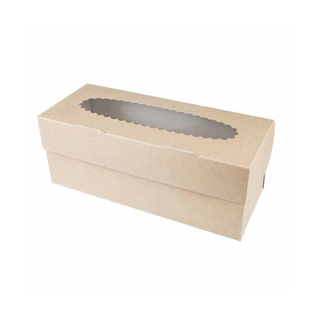 Коробка картонная для маффинов, крафт, с окном, 25×10×10 см