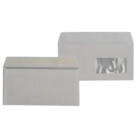 Белый конверт Е65 с окном, стрип, 80 г/м²