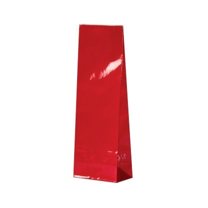 Пакет бумажный красный, ламинированный, 7×4×21 см