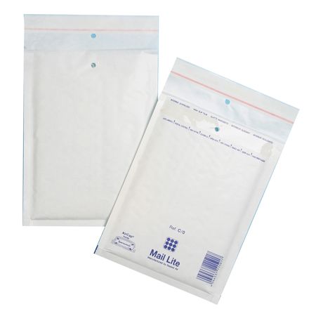Почтовый пакет белый с воздушной пленкой, со стрипом, 22×33 см, 100 г/м²