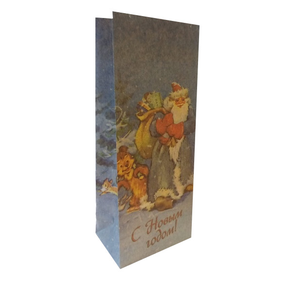 Крафт-пакет с рисунком «С Новым Годом», 12×8×26 см
