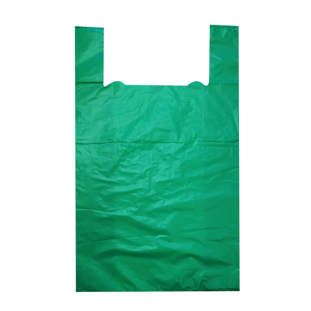 Пакет-майка, зеленый, ПНД, 44×74 см