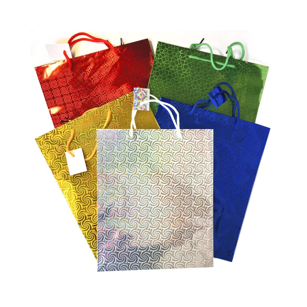 Пакет бумажный подарочный, голограмма-MIX, 22×31×10 см
