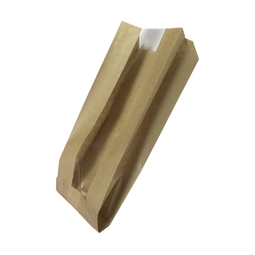 Крафт-пакет с окном 12×6×30 см  мелким оптом по 100 штук.