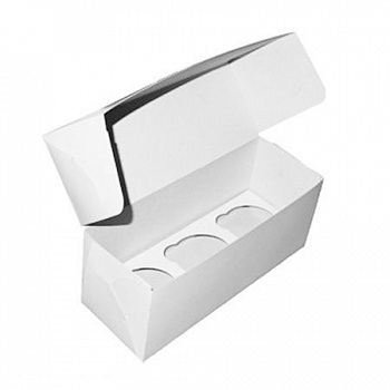 Коробка картонная под 3 капкейка, белая, 10×25×10 см Коробка картонная под 3 капкейка, белая, 10×25×10 см