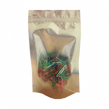 Дой-пак с замком zip-lock серебристый с прозрачной стороной, 13×20×4 cм