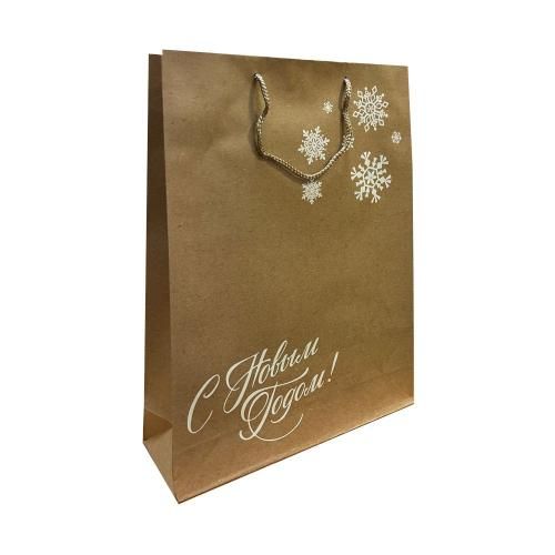 Крафт пакет подарочный новогодний, MIX, 32×44×10 см