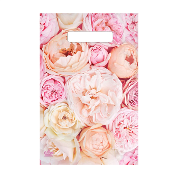 Пакеты с прорубной (вырубной) ручкой — цена за штуку 4.80 руб. Пакет полиэтиленовый «Пионы для неё», ПВД, 20×30 см