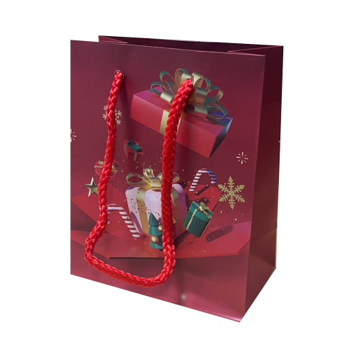Пакет бумажный подарочный новогодний, MIX, 11×13×6 см