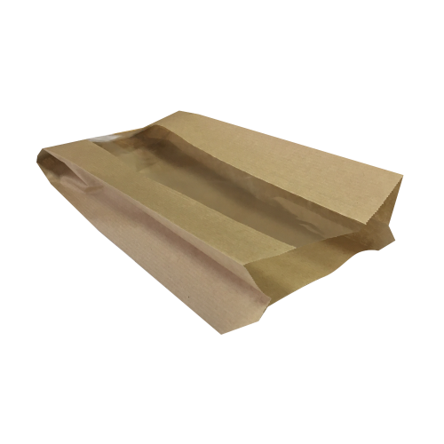 Крафт-пакет с окном 12×6×30 см  мелким оптом по 100 штук.