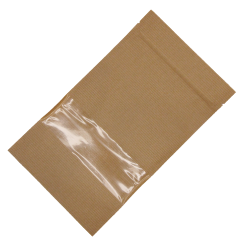 Дой-пак с замком zip-lock из гладкой крафт-бумаги с окном 4 см, 13×22×3 cм