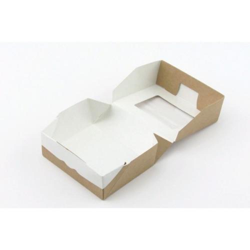 Контейнер картонный на вынос, крафт, с окном, 10×8×4 см