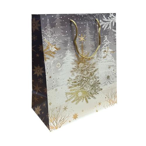 Пакет бумажный подарочный новогодний, MIX, 26×32×13 см