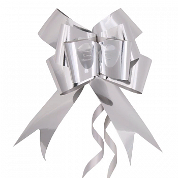 Бант самозатягивающийся, серебристый