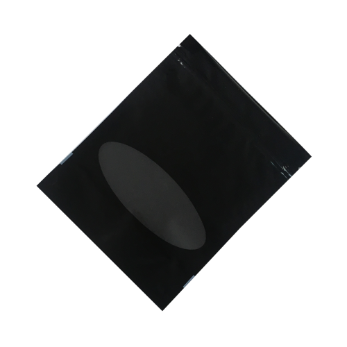 Дой-пак с замком zip-lock черный с овальным окном, 16×21×4 cм