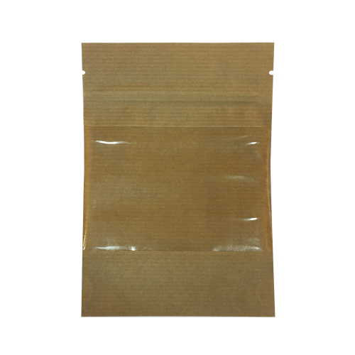 Дой-пак с замком zip-lock из гладкой крафт-бумаги с окном 7 см, 10×15×3 cм