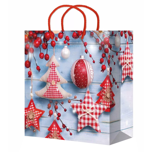 Пакет бумажный подарочный новогодний, MIX, 20×20×10 см