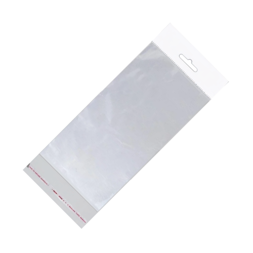 БОПП пакет с клеевым клапаном и европодвесом, 10×20 см, 25 мкм