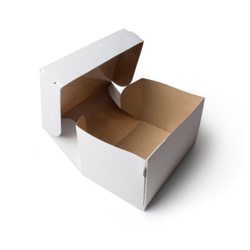 Коробка картонная для пирожных белая 15×10×8 см