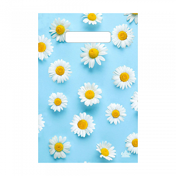 Пакеты с прорубной (вырубной) ручкой — цена за штуку 4.80 руб. Пакет полиэтиленовый «Ромашковый дождик», ПВД, 20×30 см