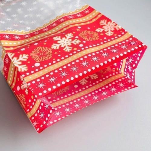 Пакет полипропиленовый с рисунком «Зимняя классика», 13×6×38 см, 25 мкм