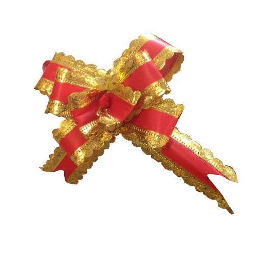 Бант самозатягивающийся, красный с золотом
