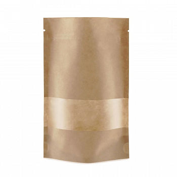 Артикул 82013 — Дой-пак с замком zip-lock из гладкой крафт-бумаги с окном 4 см, 13×22×3 cм — цена за штуку 17.44 руб. Дой-пак с замком zip-lock из гладкой крафт-бумаги с окном 4 см, 13×22×3 cм