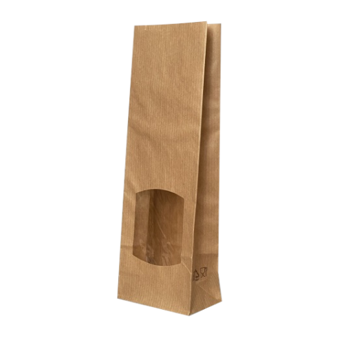 Крафт-пакет чёрный с окошком 7×3×23 см