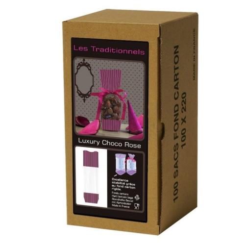 Дизайнерский БОПП-пакет «LUXURY CHOCO ROSE» для конфет, прозрачный, 250 г, 6×4×26 см