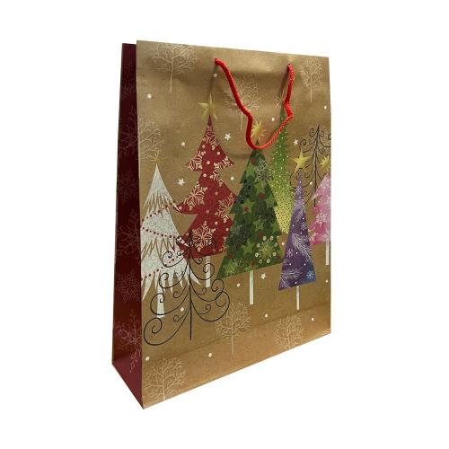 Крафт пакет подарочный новогодний, MIX, 32×44×10 см