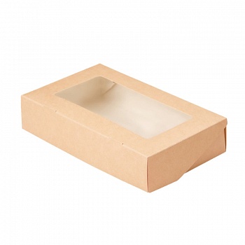 Картонная коробка крафт с окном, 20×12×4 см Картонная коробка крафт с окном, 20×12×4 см