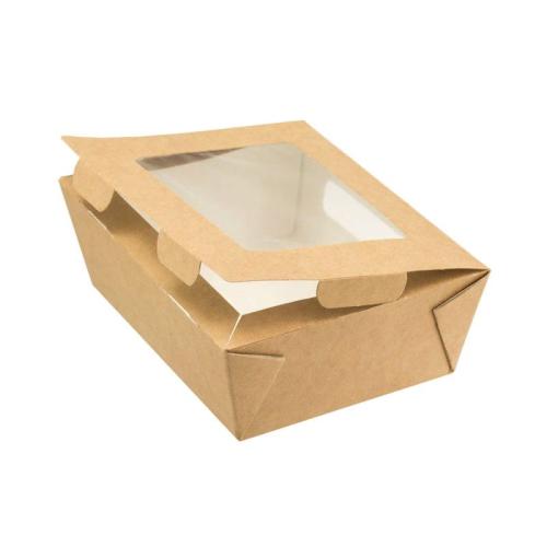 Салатник картонный, крафт, с окном, 15×11×5 см