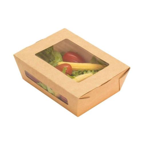 Салатник картонный, крафт, с окном, 15×11×5 см