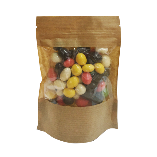 Дой-пак с замком zip-lock из гладкой крафт-бумаги с окном 7 см, 10×15×3 cм