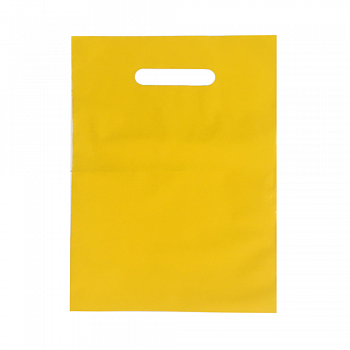 Пакеты с прорубной (вырубной) ручкой — цена за штуку 9.40 руб. Пакет полиэтиленовый, жёлтый, ПВД, 22×34 см