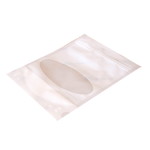 Дой-пак с замком zip-lock белый с овальным окном, 13×20×4 cм