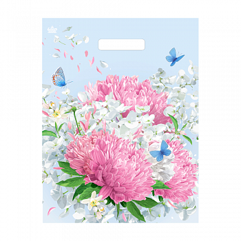 Пакеты с прорубной (вырубной) ручкой — цена за штуку 10.20 руб. Пакет полиэтиленовый «Нежная хризантема», ПВД, 31×40 см