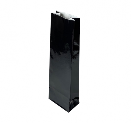 Пакет бумажный чёрный, ламинированный, 5×3×17 см