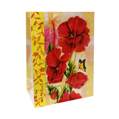 Бумажный подарочный пакет с ручками, с рисунком, 18×8×23 см