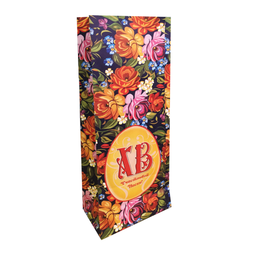 Пакет бумажный красный с окном, с рисунком «Пасха», 10×6×26 см