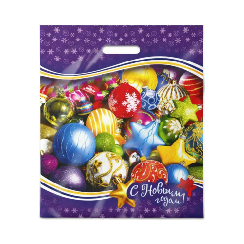 Пакет полиэтиленовый «Новогодние игрушки» ПВД 40×47 см