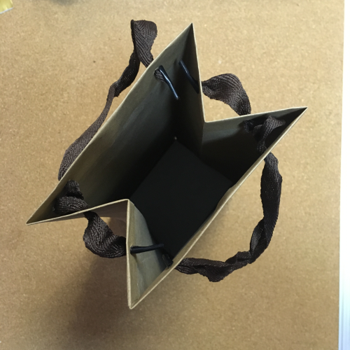 Крафт-пакет для  бутылок с ленточными ручками 14×11×35 см