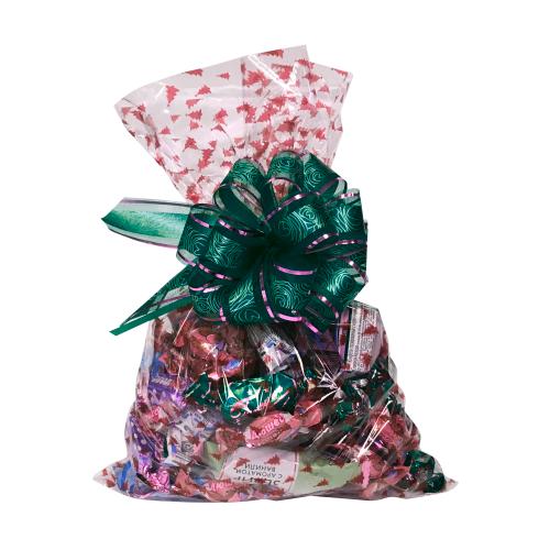 Прозрачный БОПП-пакет «Новогодний узор» для 1,5 кг новогодних сладостей (25×40 см)